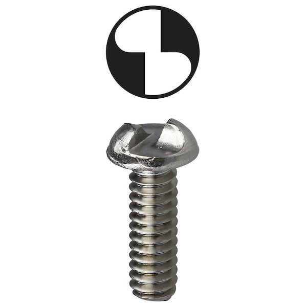 #10-32 x 1 in One-Way Round Machine Screw, 18-8 Stainless Steel, 100 PK